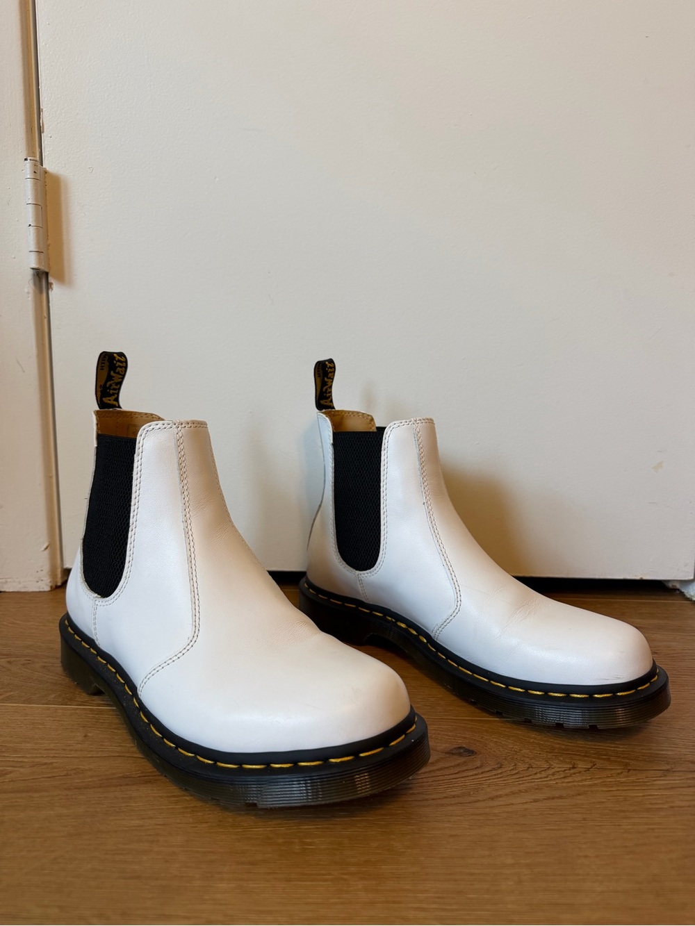 Dr. Martens White Leather Chelsea Boots